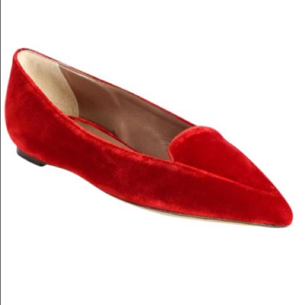 Tabitha Simmons Alexa Red Velvet Pointed Flats